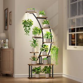 BACEKOLL plant stand with grow lights for indoor growth across shelves