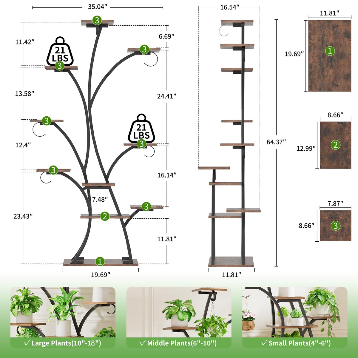 BACEKOLL 64-inch tall rack maximizes vertical gardening potential.