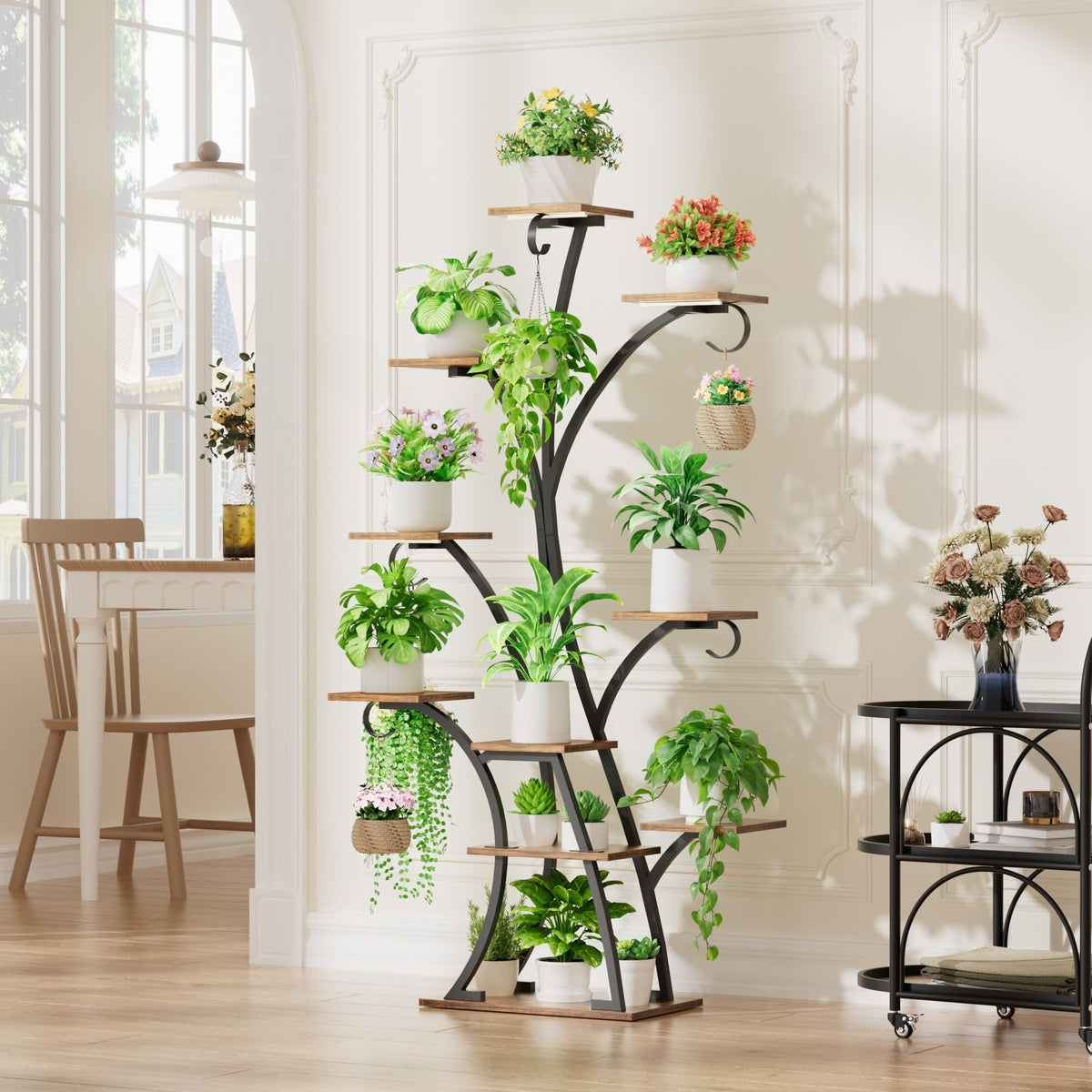 BACEKOLL corner stand fits into vertical space for room-saving organization.