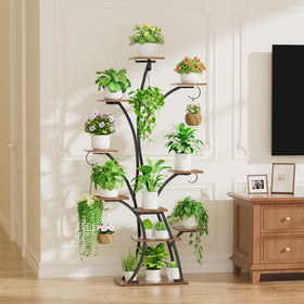 BACEKOLL easy-assembly plant shelf with wall straps for safety.