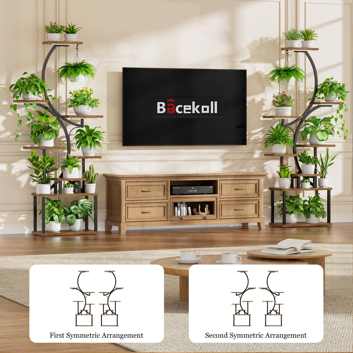 BACEKOLL heavy-duty iron frame provides durable indoor support.