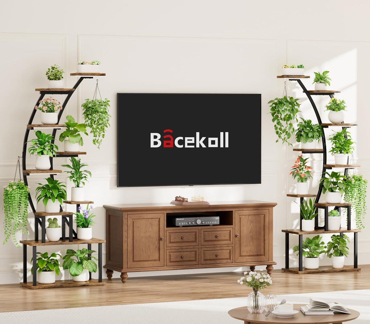 BACEKOLL Plant Stand curved half-moon design adds stylish indoor decor