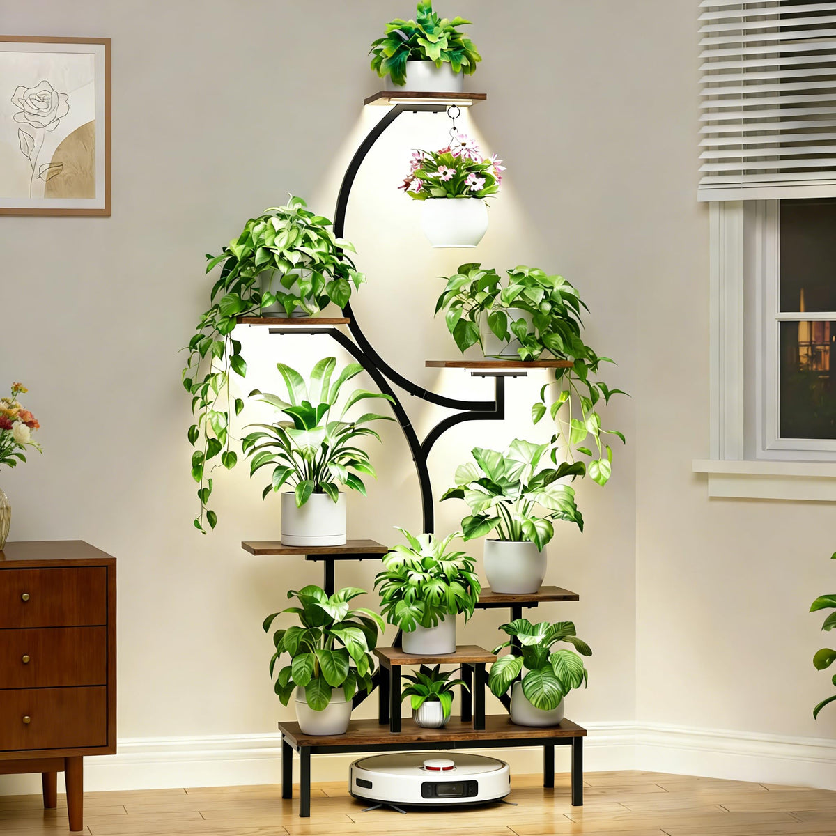 BACEKOLL plant stand with grow lights boosts corner greenery and décor