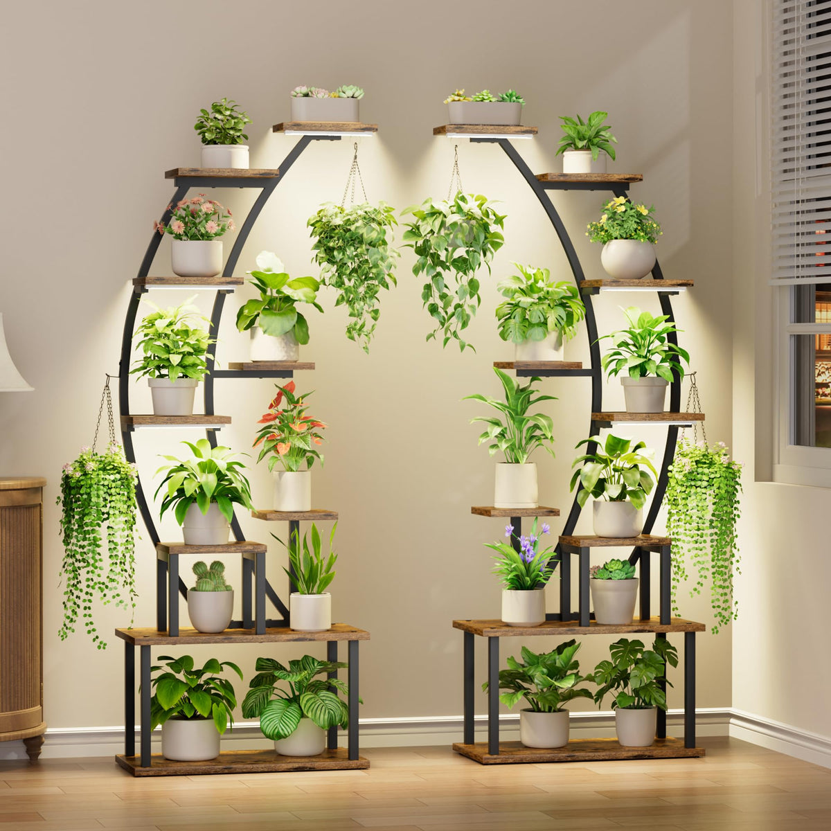 BACEKOLL Plant Stand Grow Lights top view promotes even indoor plant health