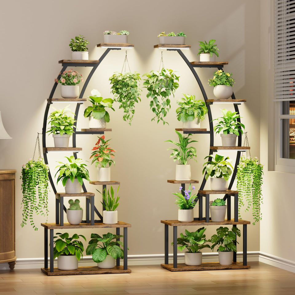 BACEKOLL Plant Stand Grow Lights top view promotes even indoor plant health