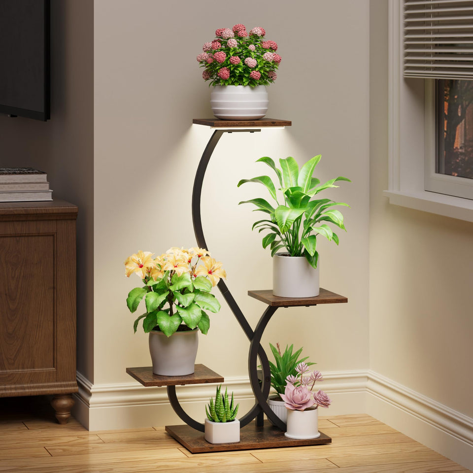 BACEKOLL plant stand with grow lights illuminates indoor greenery for a thriving, space-saving display.