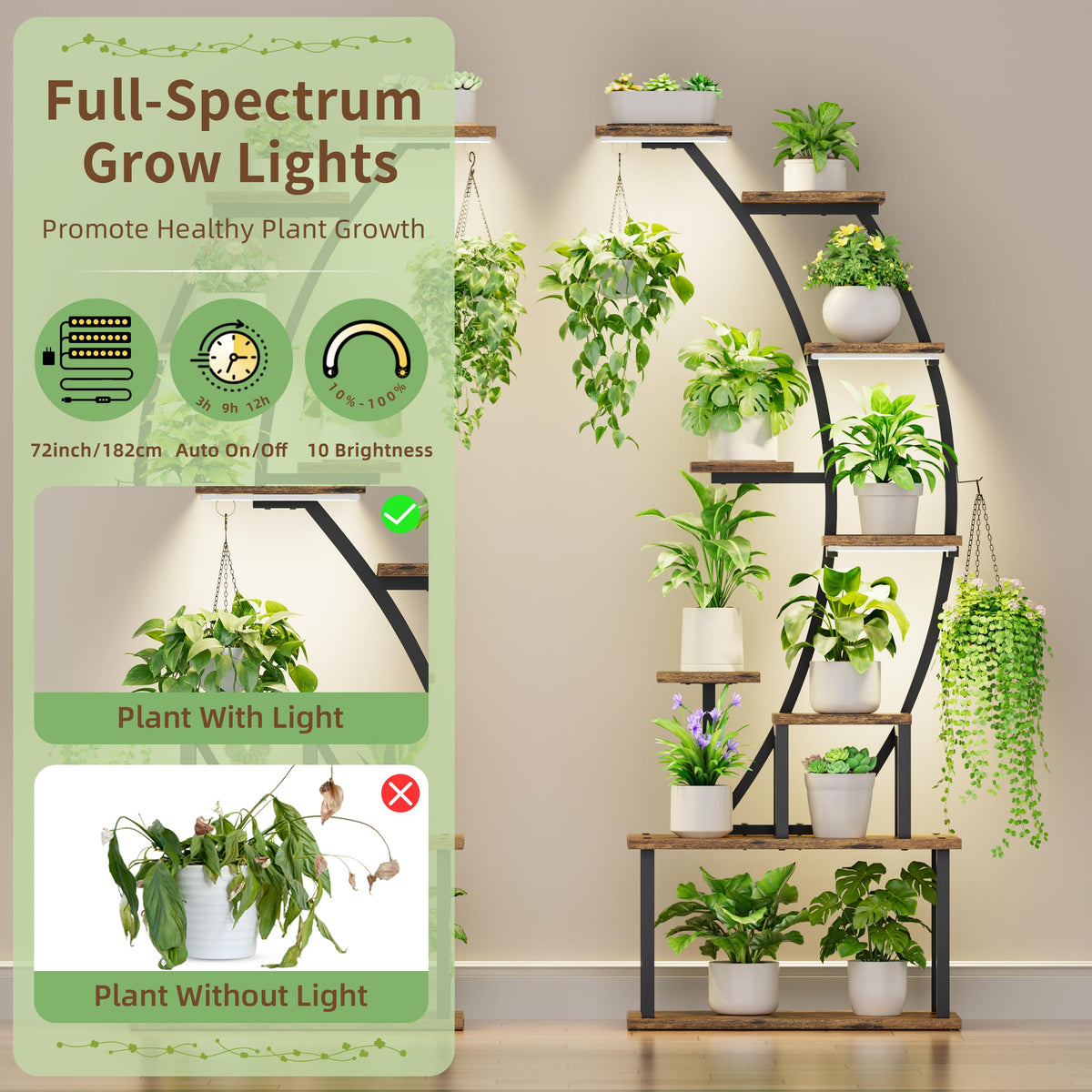 BACEKOLL Plant Stand sturdy iron frame supports heavy pots