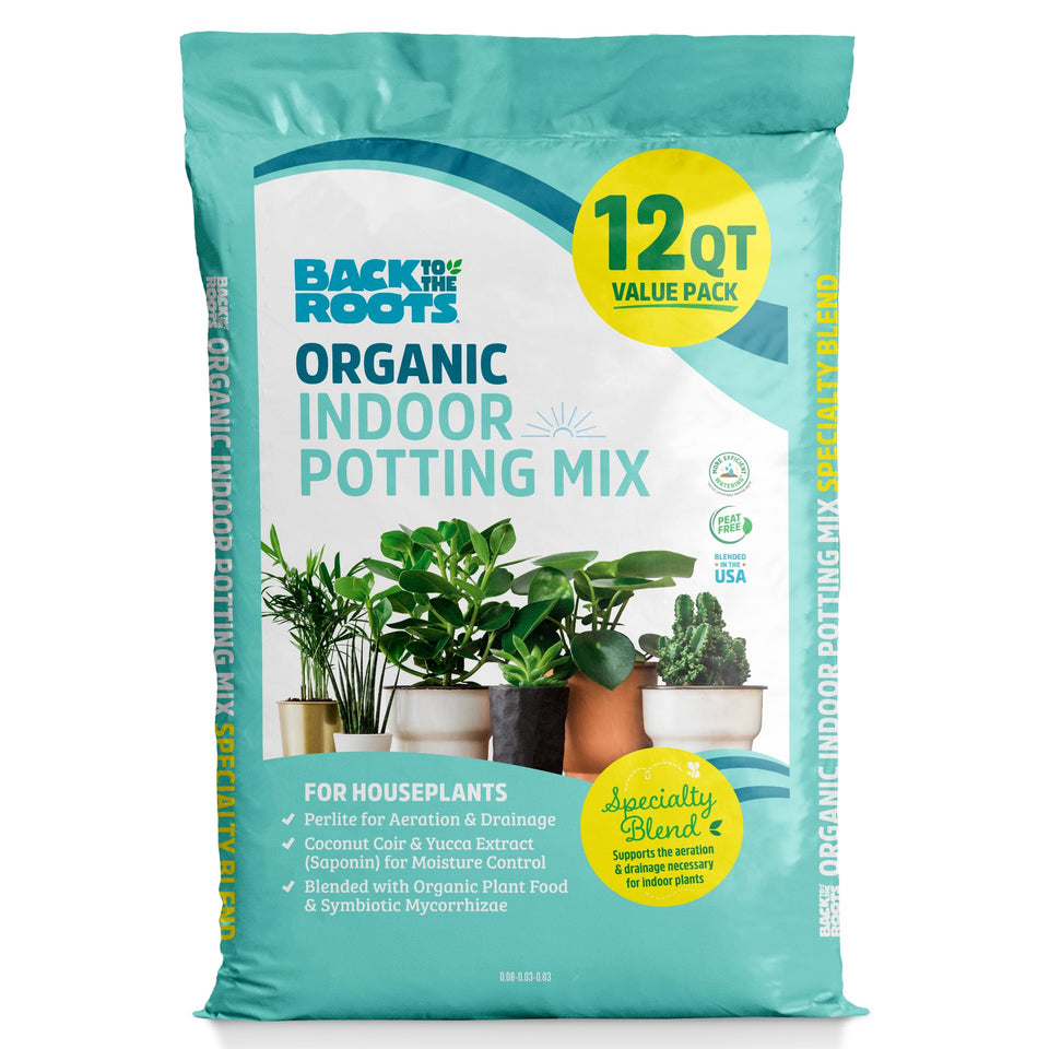 Back to the Roots indoor potting mix 12qt keeps soil moist for healthy houseplants