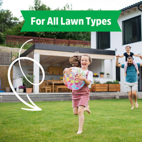 Back to the Roots liquid lawn food label highlighting organic ingredients.