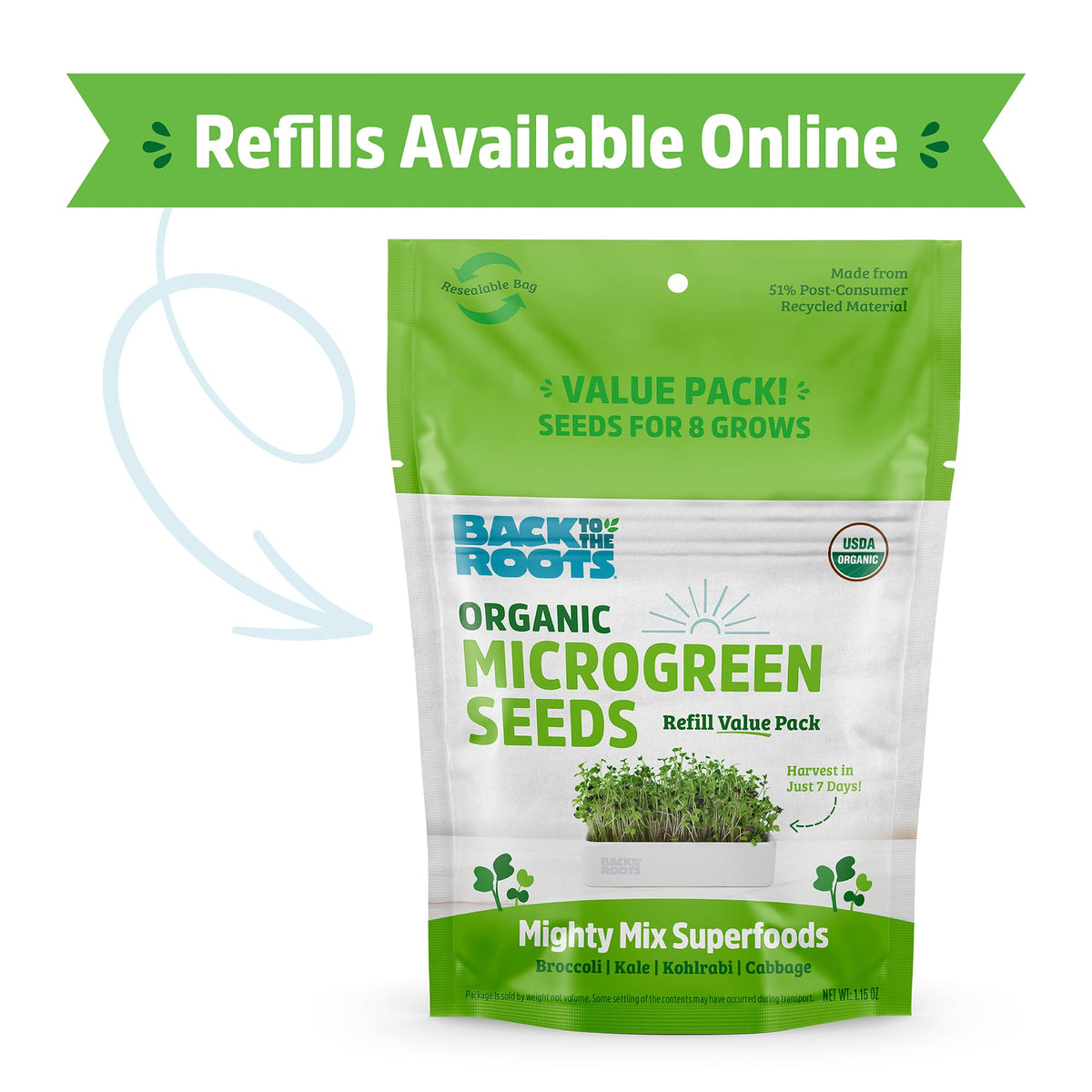 Back to the Roots compact kit in modern kitchen packaging