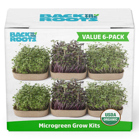 Back to the Roots microgreens kit with six varieties ready for indoor growing and salads.