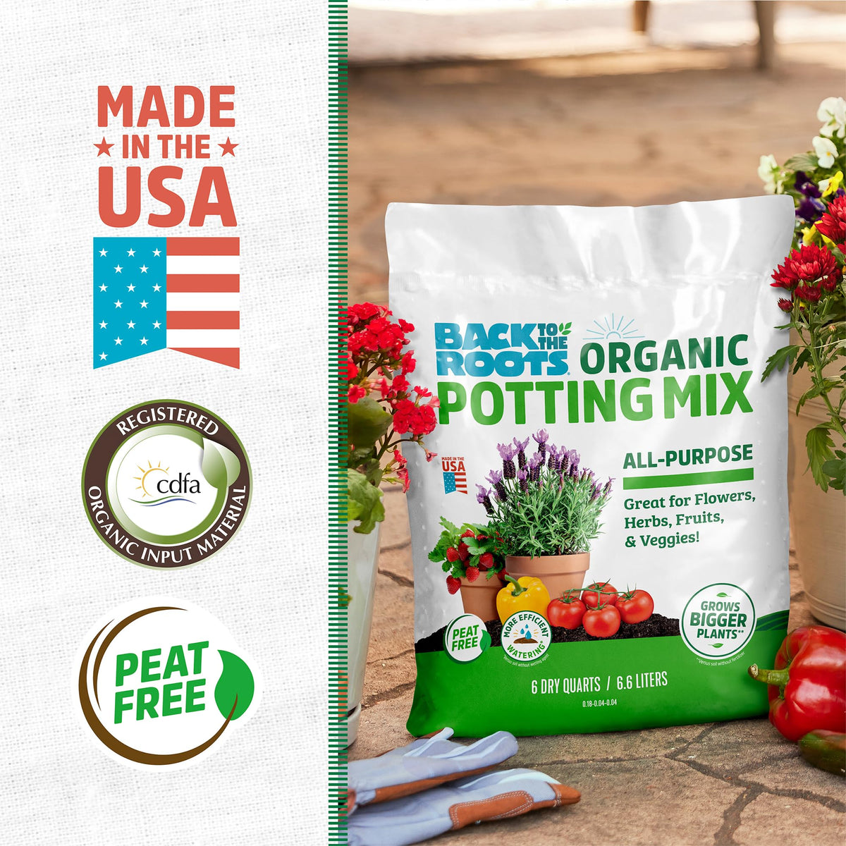 Back to the Roots Organic Potting Mix with yucca extract for better moisture control