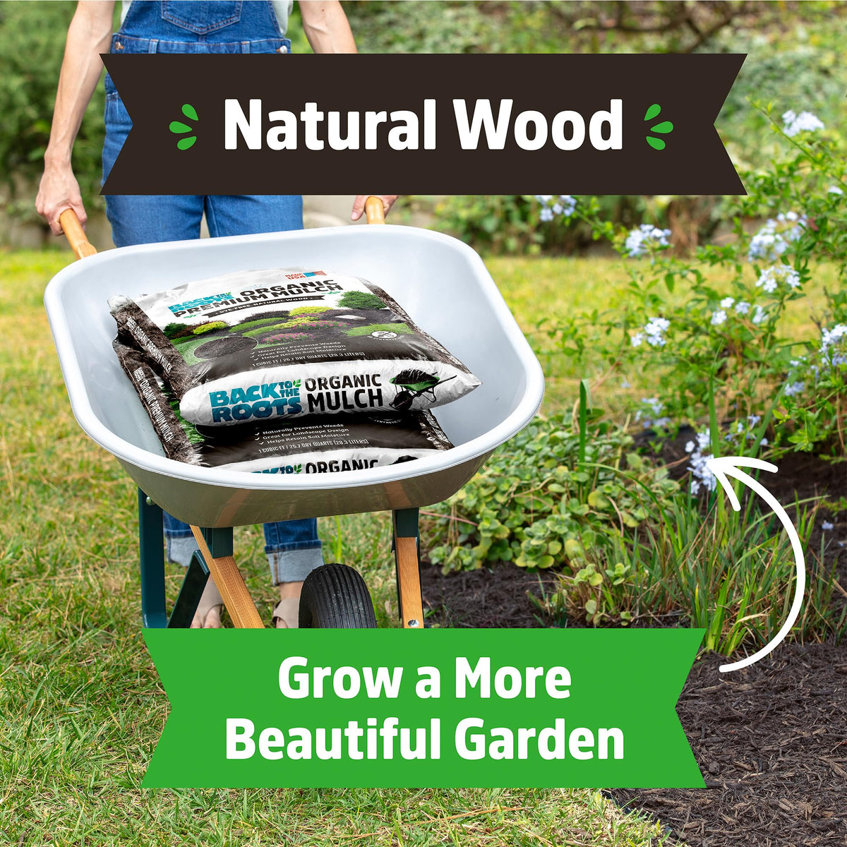 Back to the Roots Organic Premium Mulch USA-made label confirms domestic sourcing.