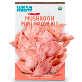 Back to the Roots pink mushroom grow kit open box ready to start growing gourmet mushrooms