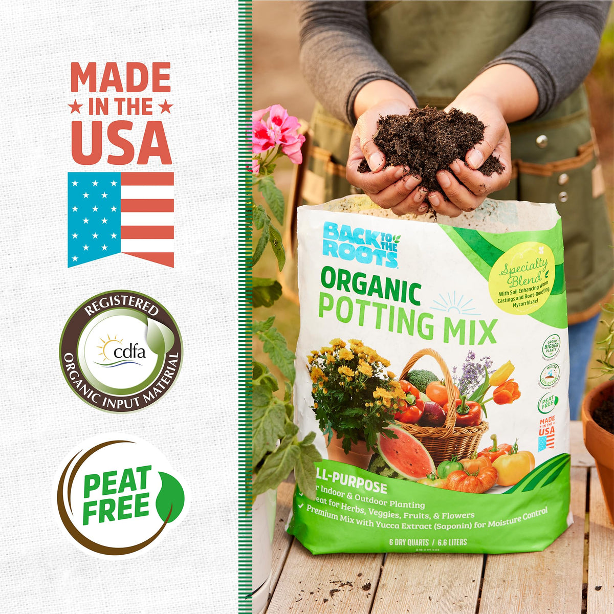 Back to the Roots potting mix with coconut coir for better moisture retention