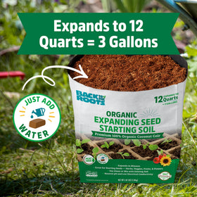 Back to the Roots seed starting block in pots or garden, versatile for many plants.