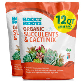 Back to the Roots Succulent & Cacti Mix bag front view supports healthy root growth for succulents.