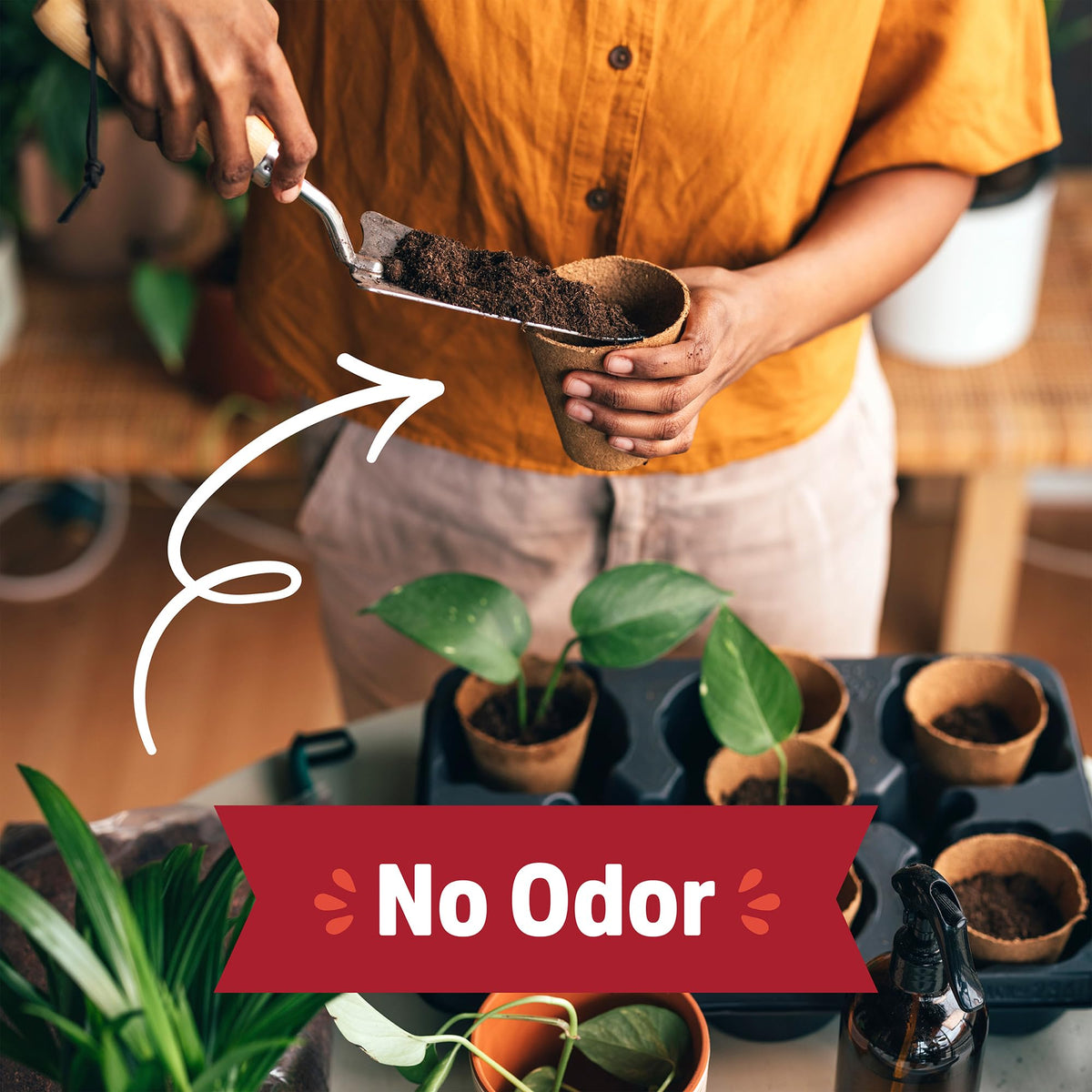 Back to the Roots worm castings sustainability label emphasizes eco-friendly gardening.