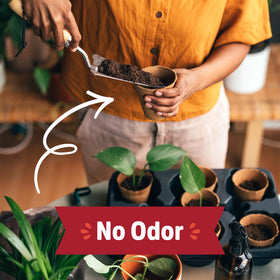 Back to the Roots worm castings sustainability label emphasizes eco-friendly gardening.