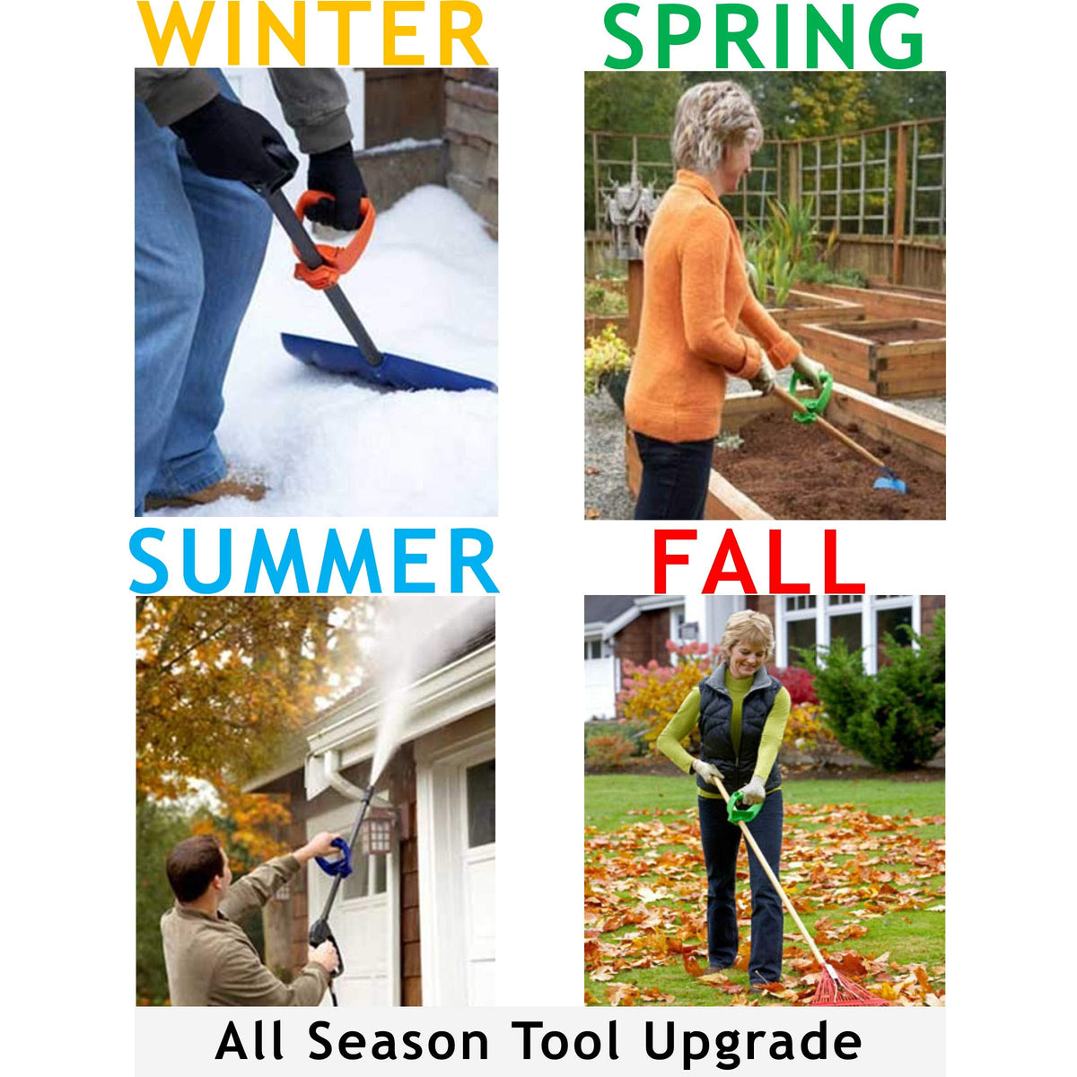 BackEZ offset handle positioned on a tool shaft promotes a taller, straighter posture.