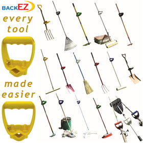 BackEZ universal-fit design supports shovels, rakes, and hoes for versatile use.