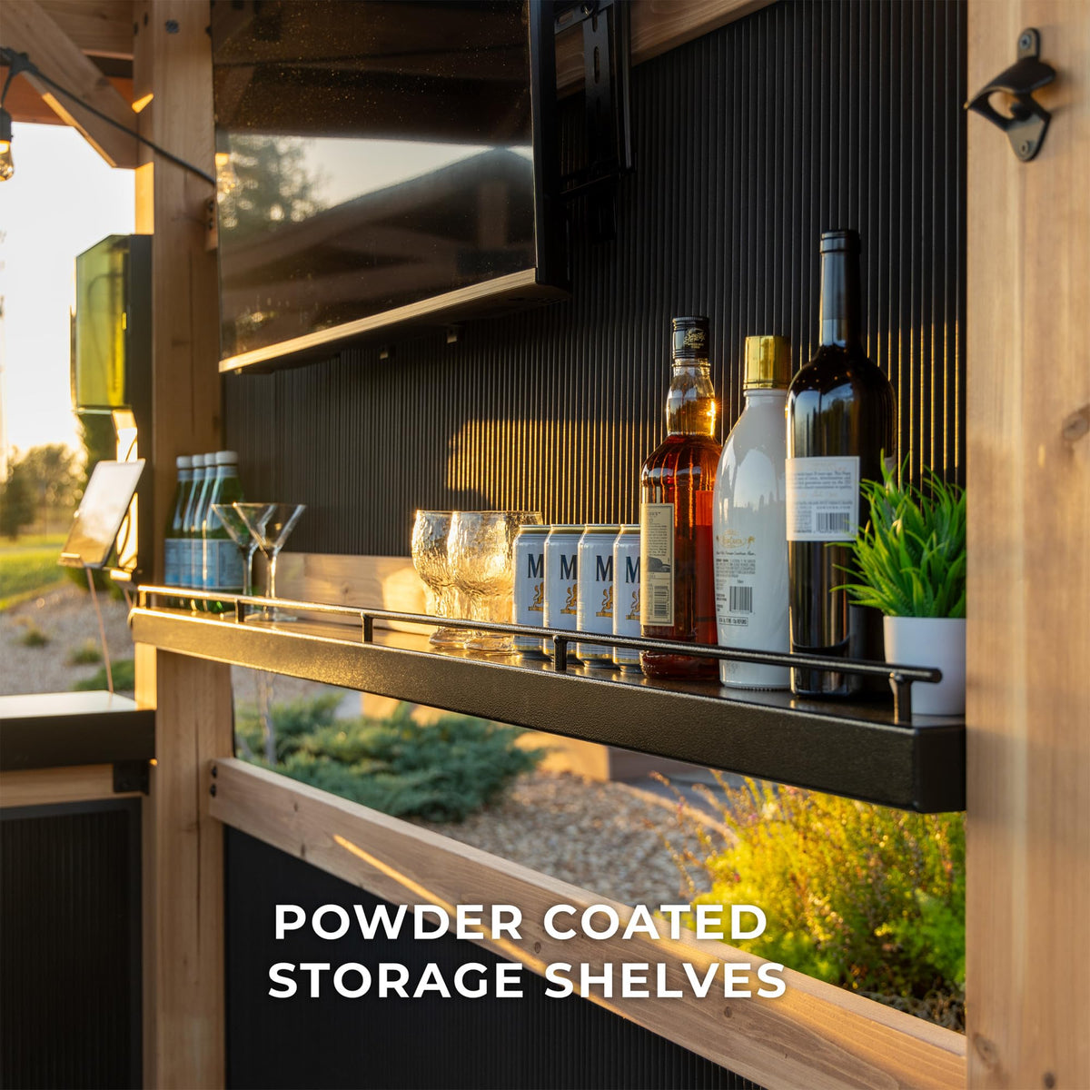 Backyard Discovery Palisade bar area setup shows prep space for entertaining.