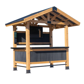 Backyard Discovery Palisade cedar bar top provides a durable outdoor mixing surface.