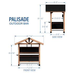 Backyard Discovery Palisade steel shelving keeps glassware organized and accessible.