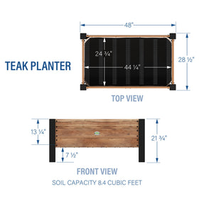 Backyard Discovery mesh liner helps drainage and soil retention in teak planter.
