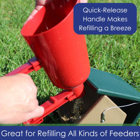 Backyard Essentials bird seed scoop enables one-handed filling of feeders.