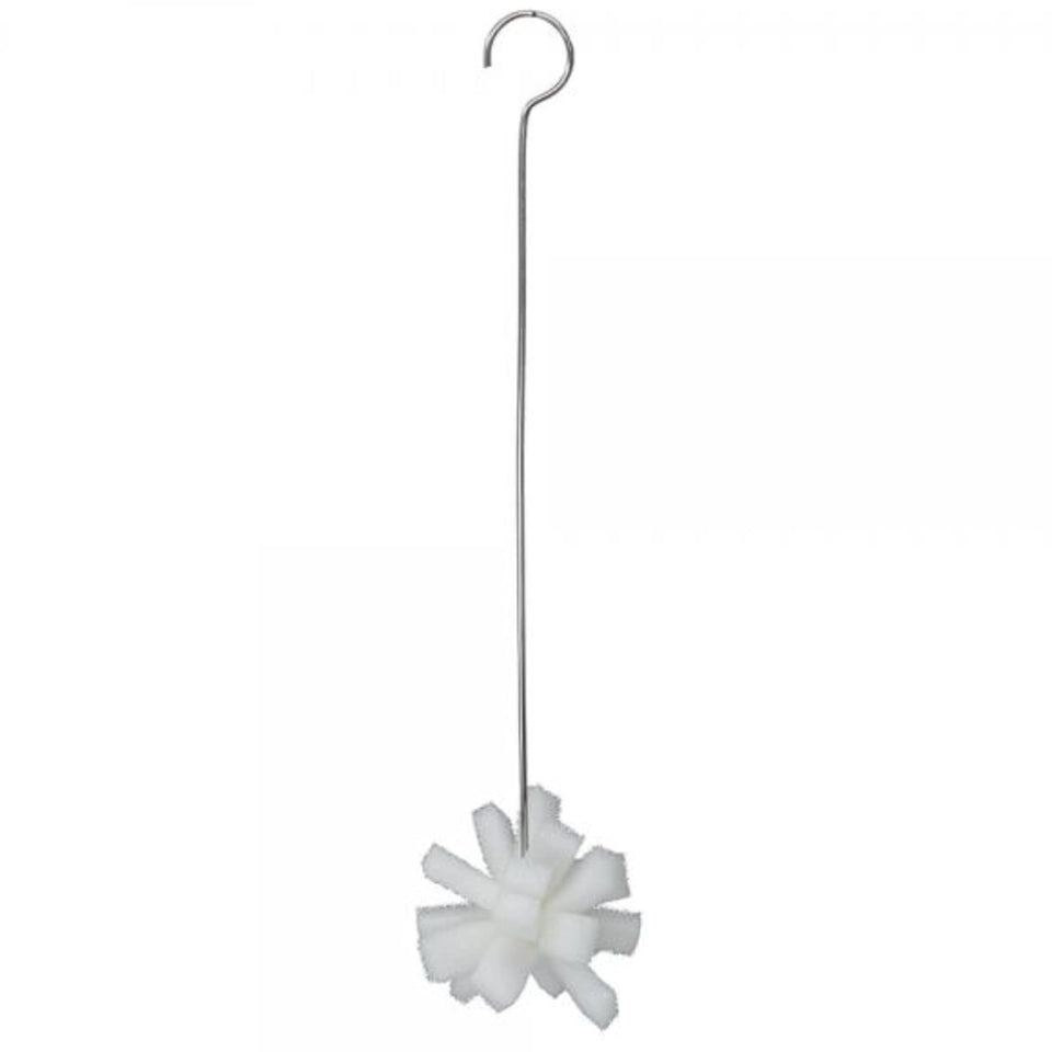 Backyard Essentials Nectar Feeder Sponge Cleaning Brush demonstrates gentle scrubbing to prevent feeder scratches