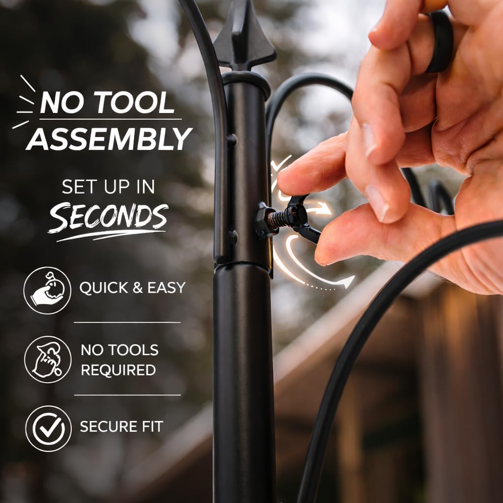 Backyard Expressions Bird Feeder Assembly stays tool-free with wing-nut adjustments.