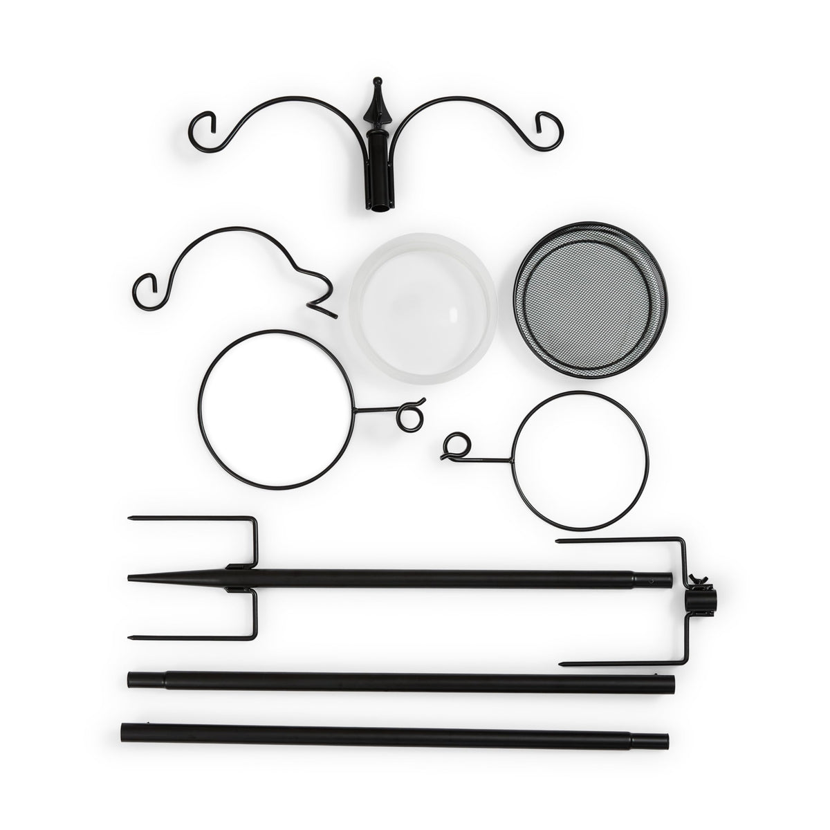 Backyard Expressions Bird Feeding Station hooks adjust to fit multiple feeders.