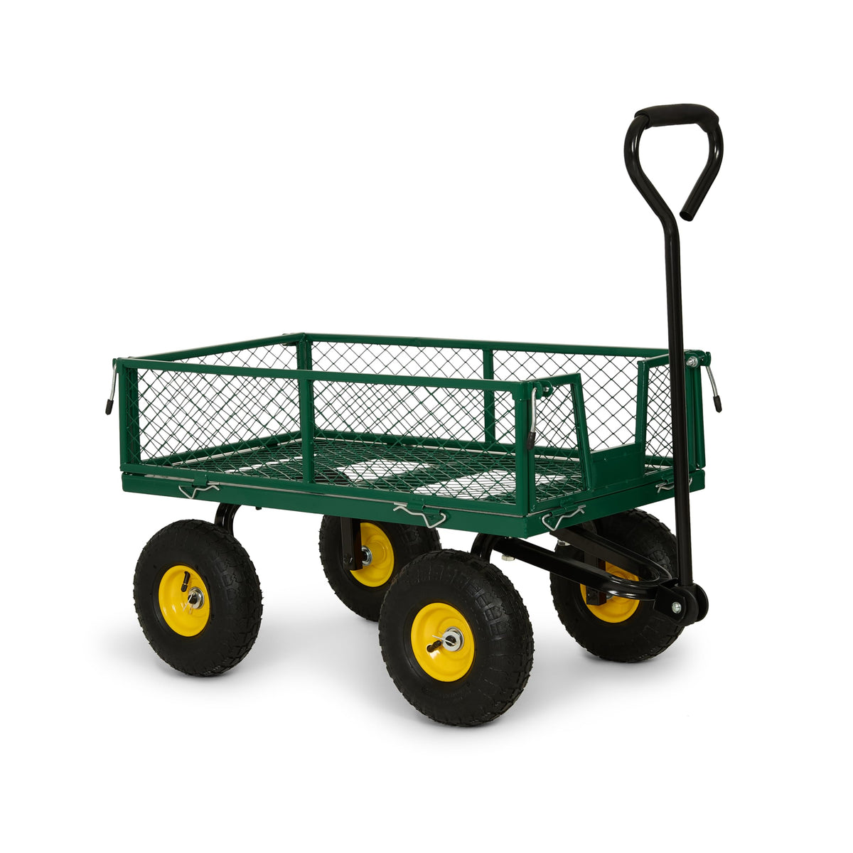 Backyard Expressions cart with removable mesh sides for flatbed versatility