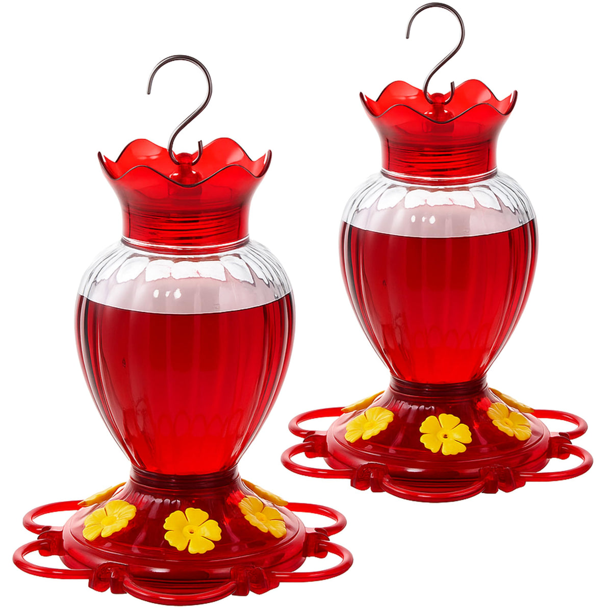 Backyard Expressions hummingbird feeder set 2 with 20 oz capacity for longer feeding.