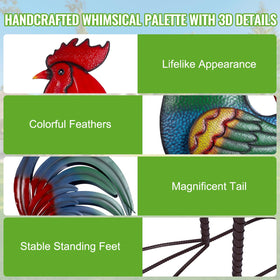 Backyard Expressions outdoor rooster yard art enhancing patios and walkways.