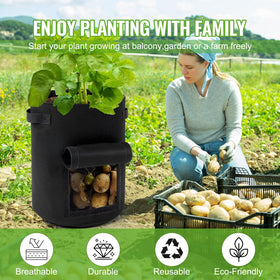 Backyard Expressions set of 4 grow bags offers reusable, eco-friendly gardening.