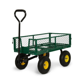 Backyard Expressions pneumatic tires glide smoothly over uneven ground