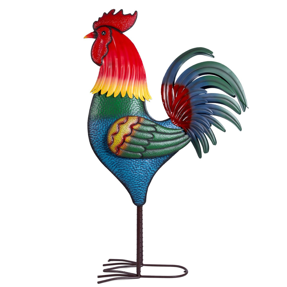 Backyard Expressions Rooster 63-inch statue as a bold garden focal point.