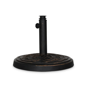 Backyard Expressions base showing universal adapters for 1.5–2 inch poles.