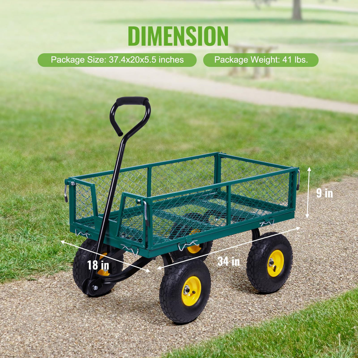 Backyard Expressions yard cart in use loading tools