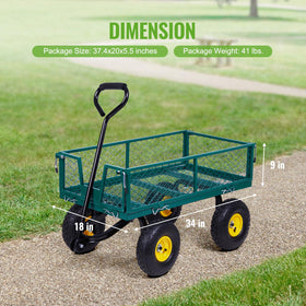 Backyard Expressions yard cart in use loading tools