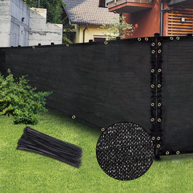 BADAO Black 4ft x 50ft privacy screen on a fence for backyard privacy and airflow