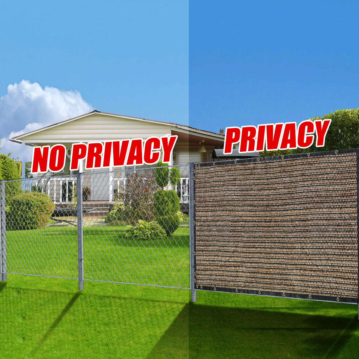 BADAO Brown privacy screen in a backyard setup delivering shade and privacy.