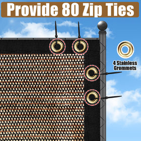 BADAO Brown privacy screen fabric close-up showing durable material and reinforced seams.