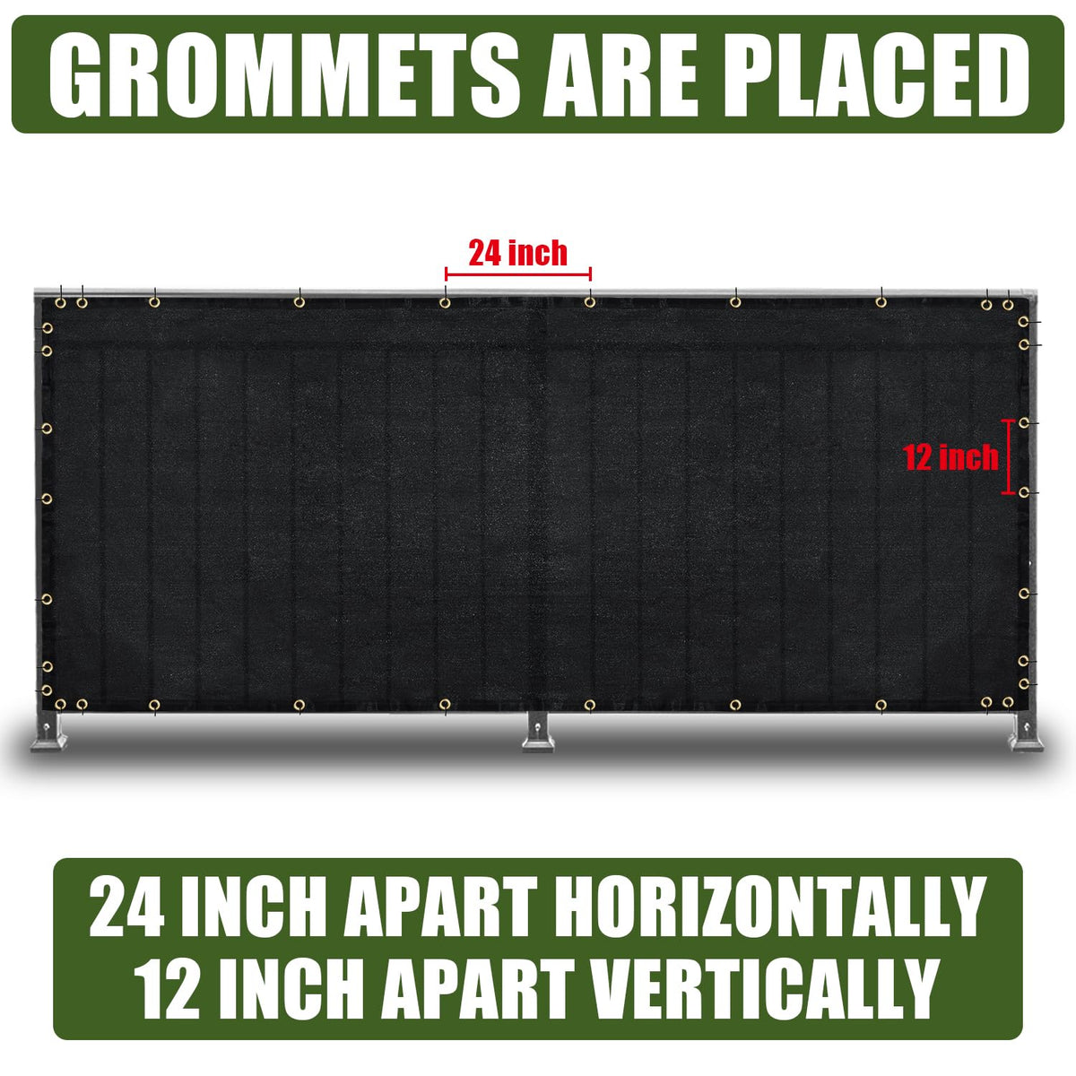 BADAO privacy screen showing copper grommets for wind and view blocking
