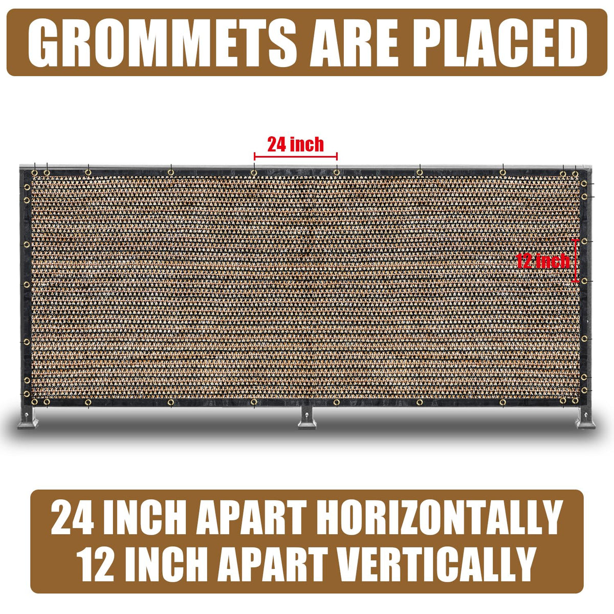 BADAO privacy screen with copper grommets adds durable edge to fencing.