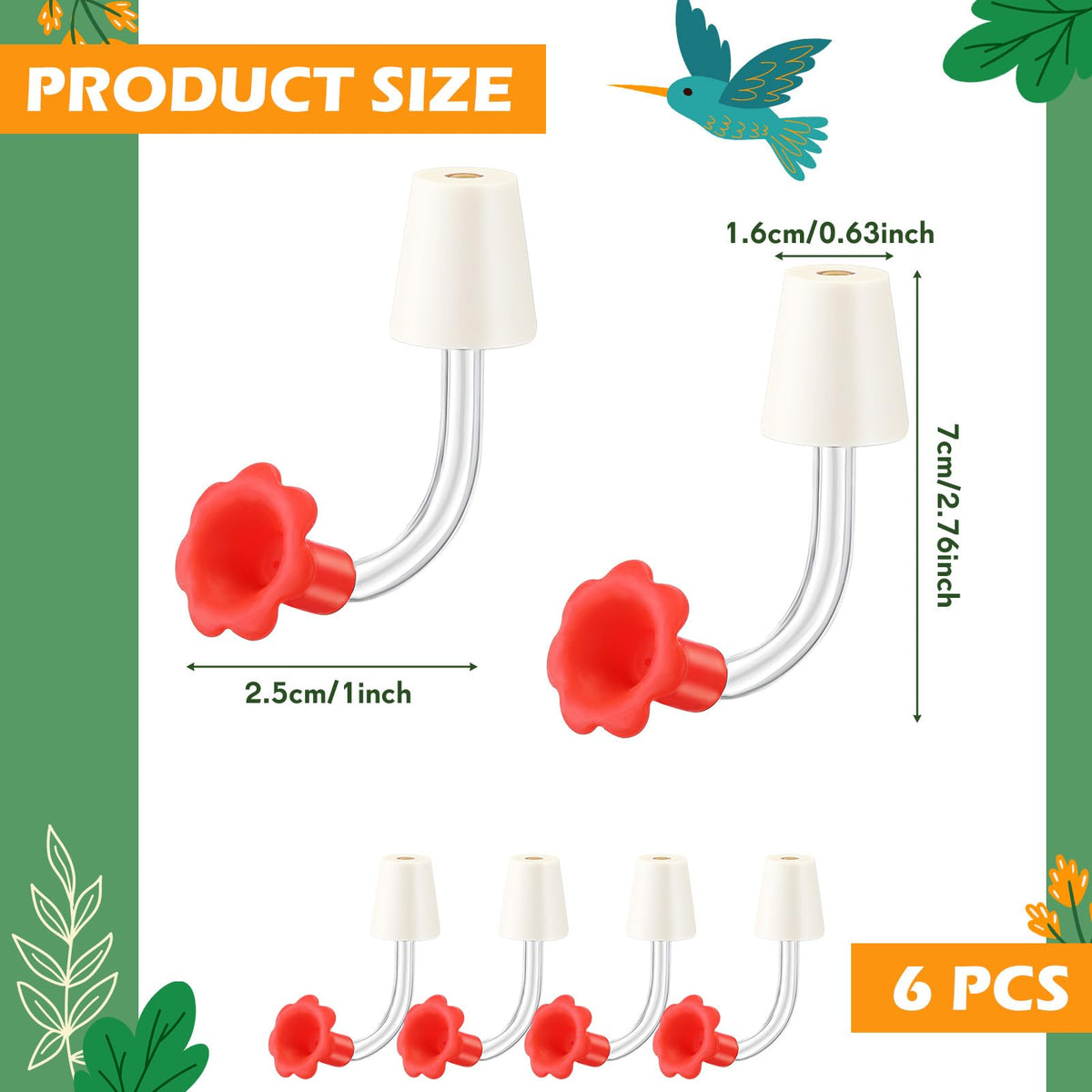 Baderke 3-piece feeder tube set for reliable hummingbird feeding