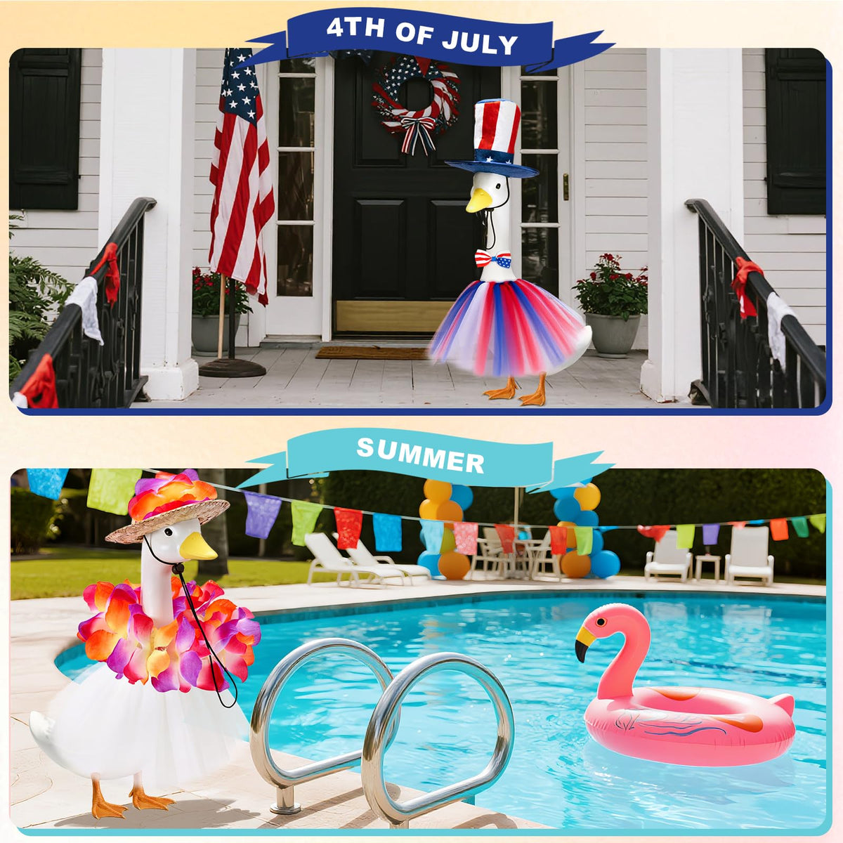 Bafeil Christmas goose costume brings season-long sparkle to outdoor decor.