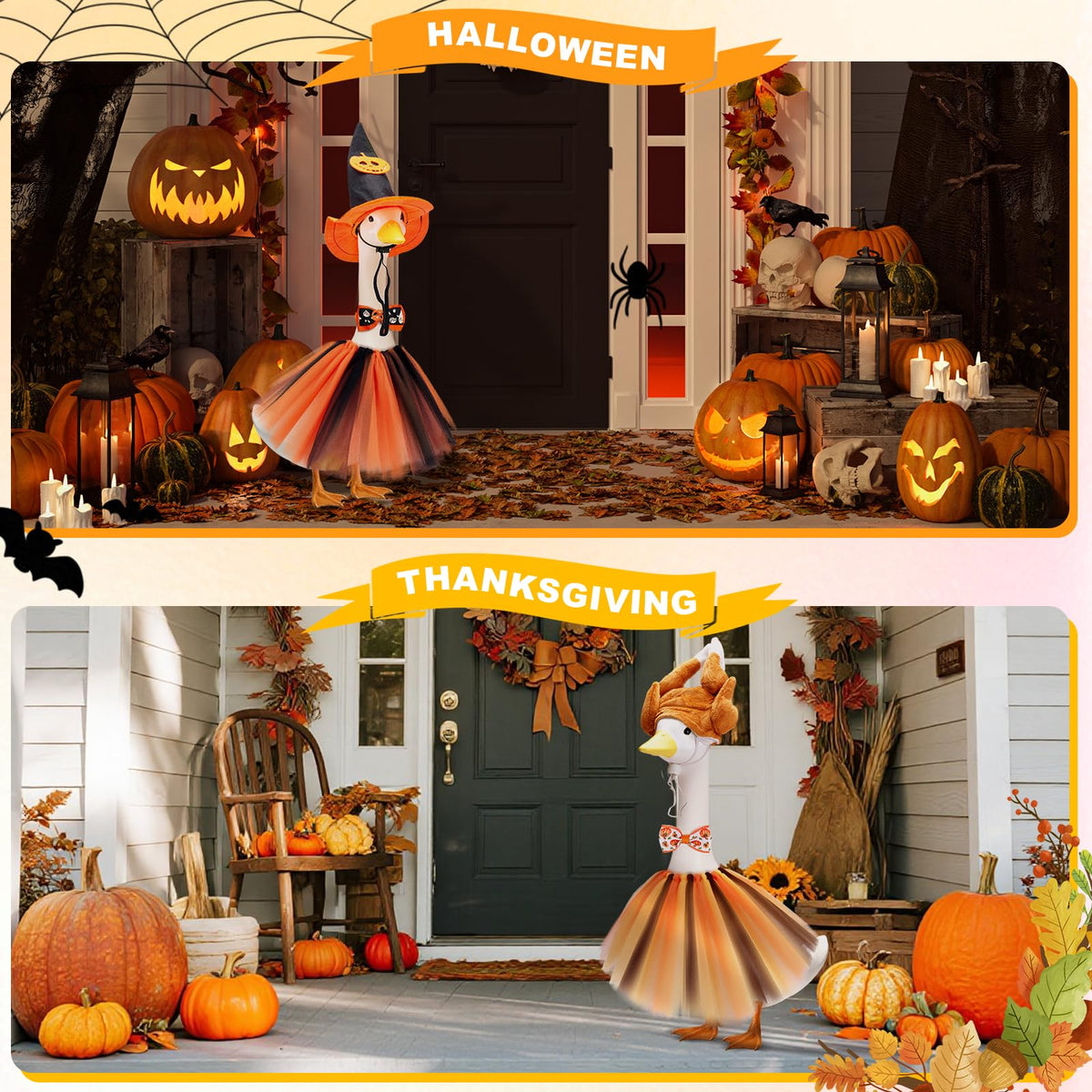 Bafeil patriotic goose costumes highlight garden celebrations with bold stars and colors.